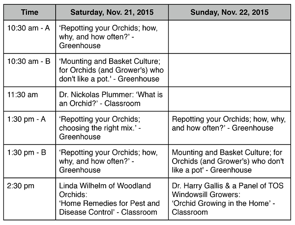 2015 Workshop and Lecture Schedule